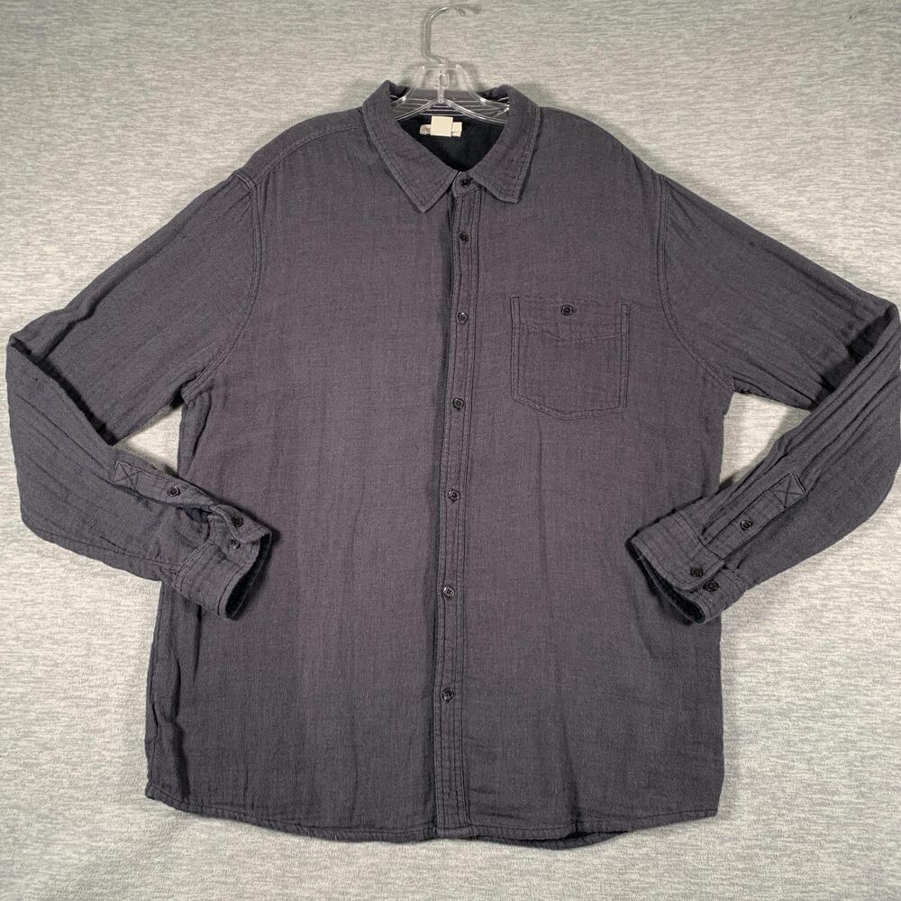Carbon2cobalt Shirt Mens XL Gray Textured Solid Long Sleeve Button Front Cotton